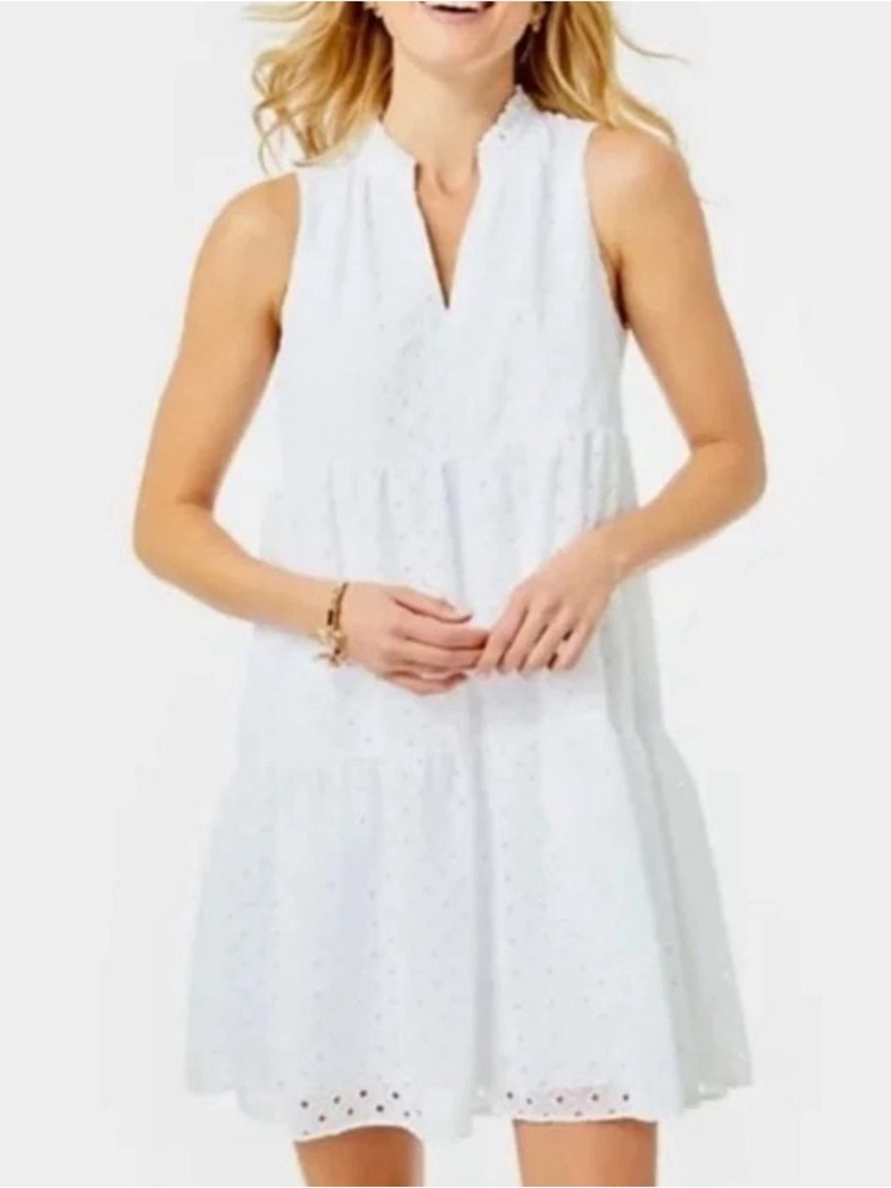 Lilly Pulitzer White Eyelet Novella Swing Dress Sz XS
